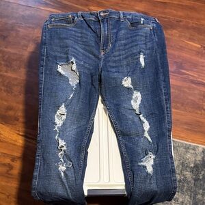 Distressed Blue Jeans